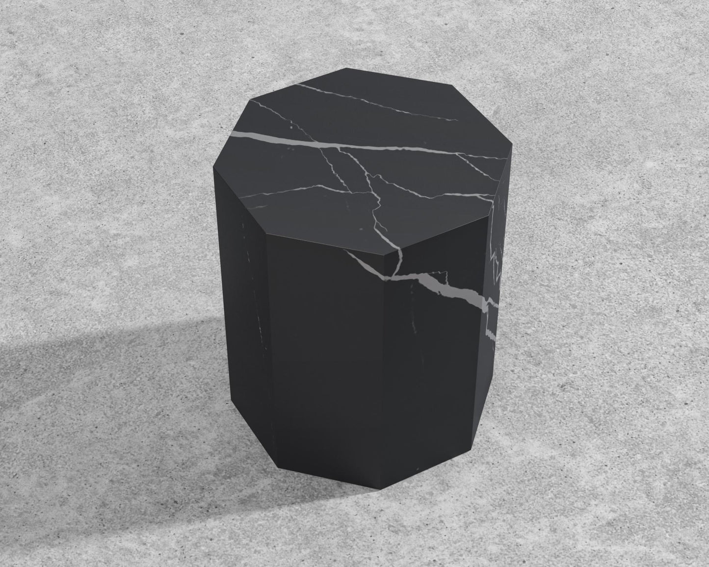 Leia Side Table - 15" x 15", Black Pietra Ceramic