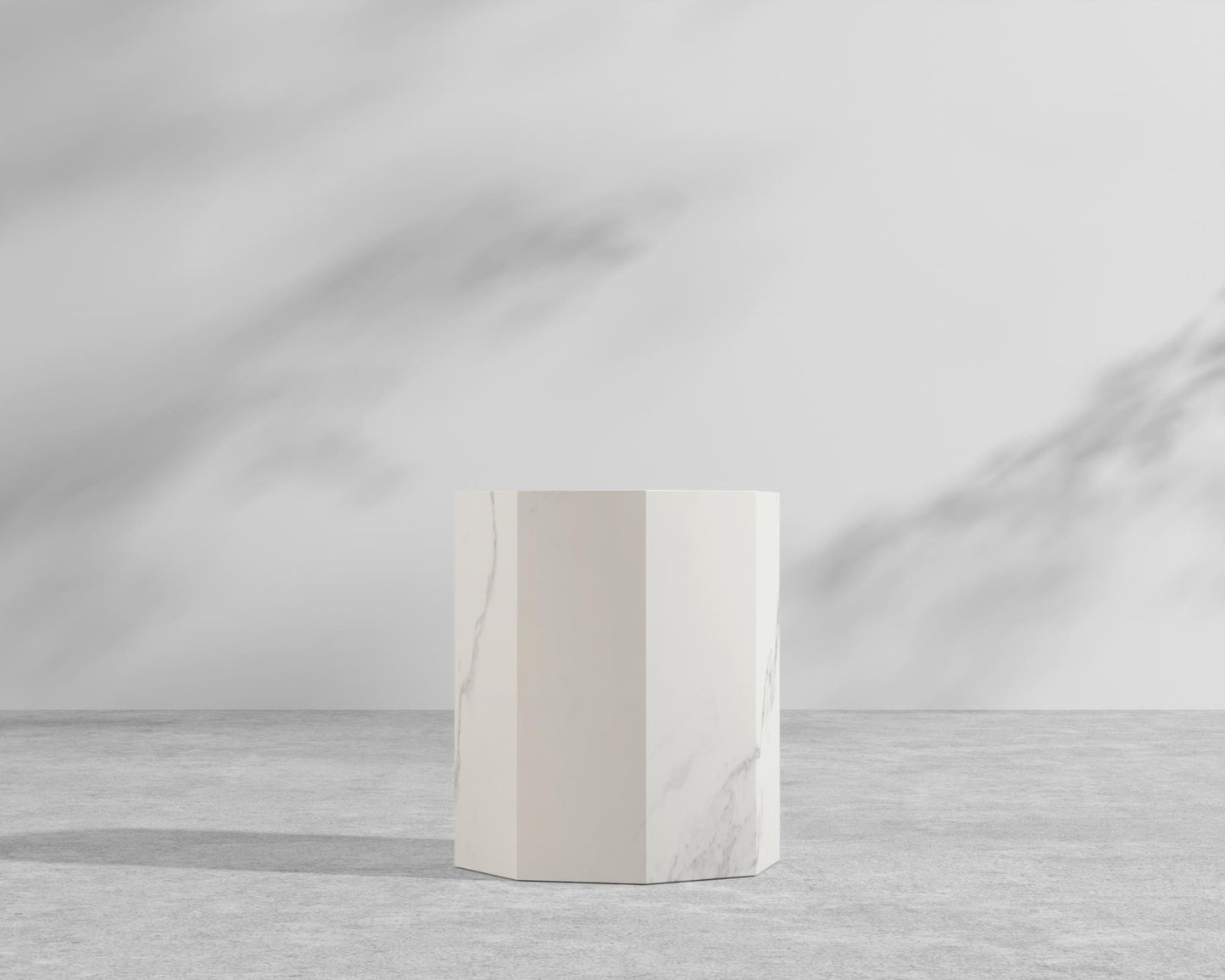 Leia Side Table - 15" x 15", White Calacatta Ceramic