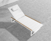 Linnea Outdoor Lounger - White, Teak
