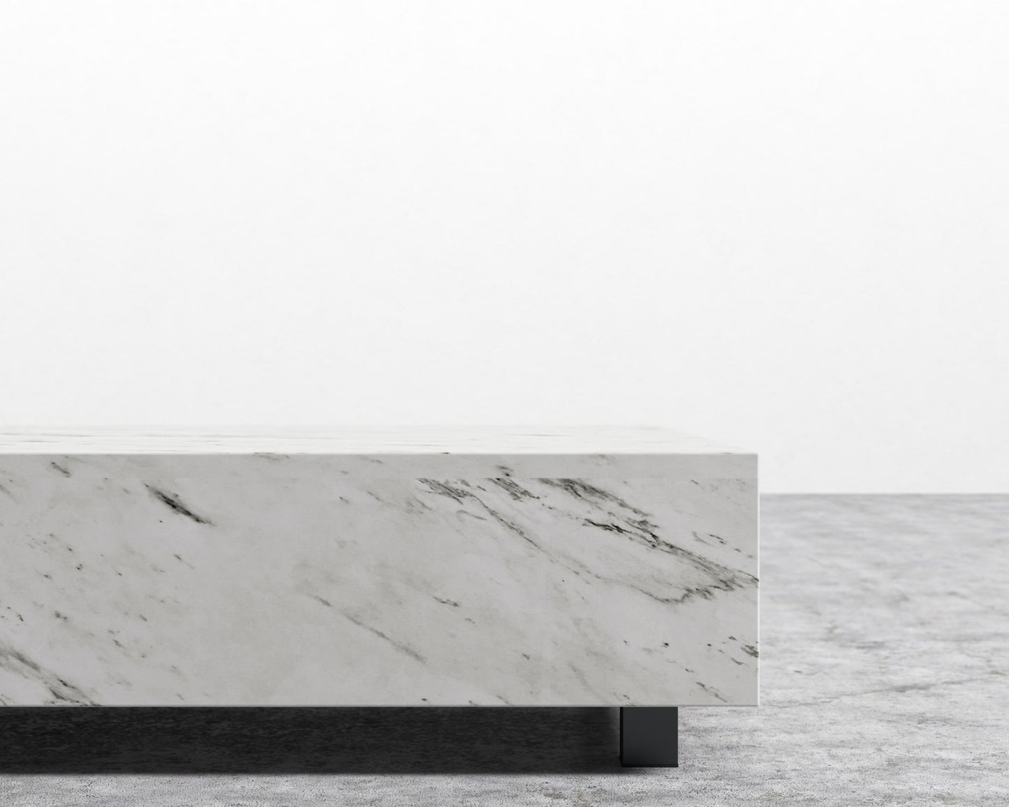 Liza Coffee Table - Marble - 40" x 40" | 102 x 102cm, Matte Black - Liza Coffee Table, White Carrara Marble