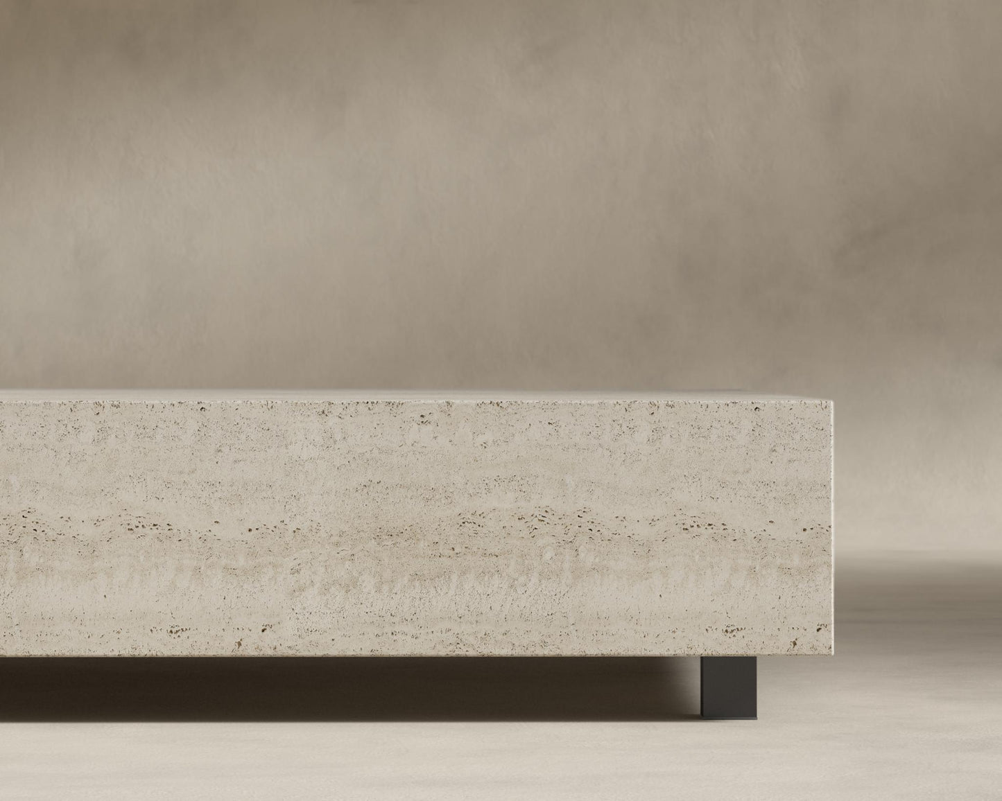 Liza Coffee Table - Marble (Black Label) - 40" x 40" | 102 x 102cm, Matte Black - Liza Coffee Table, White Travertine