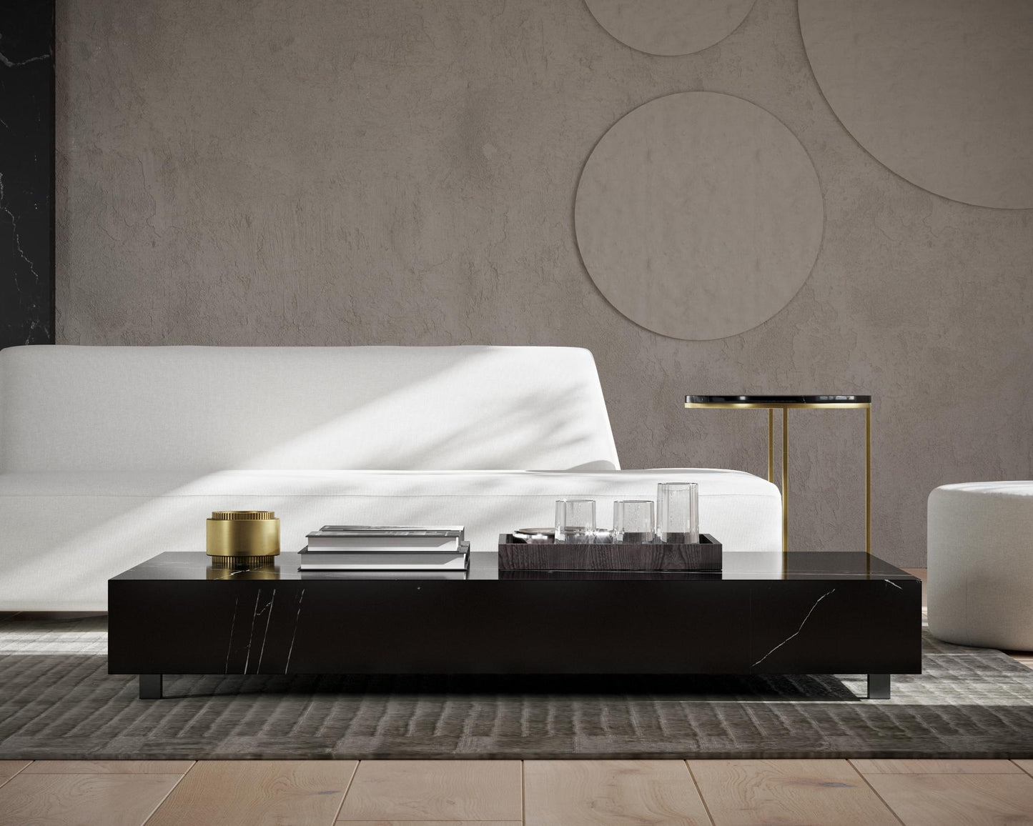 Liza Coffee Table - Marble - 40" x 40" | 102 x 102cm, Matte Black - Liza Coffee Table, Black Marble