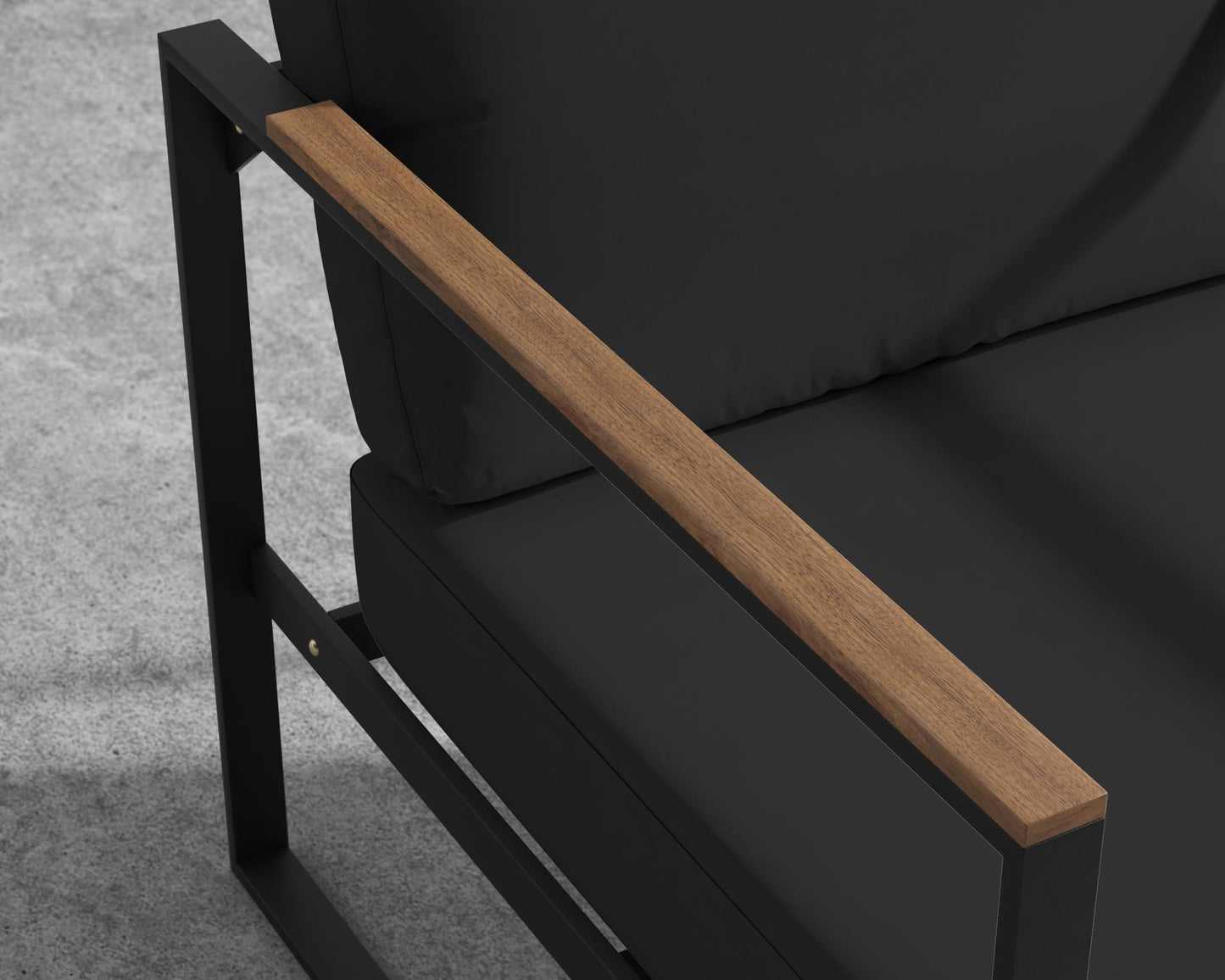 Louis Outdoor Loveseat - Black - Louis, Outdoor Fabric - Arcadia