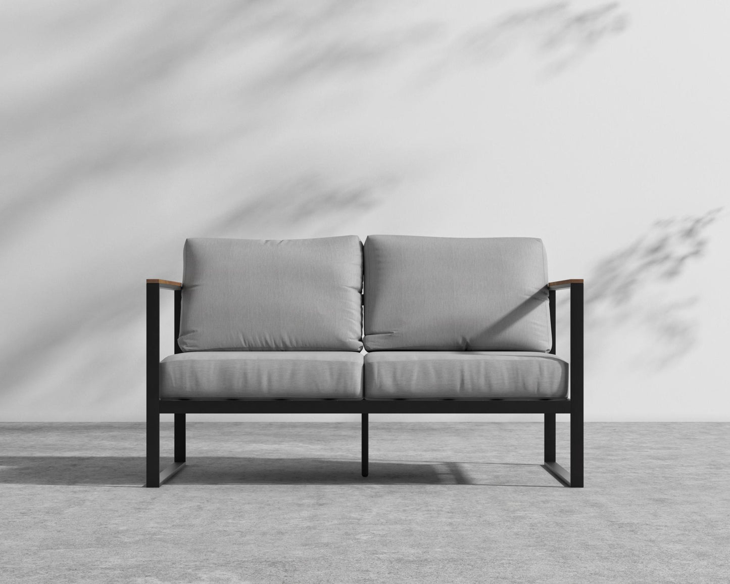 Louis Outdoor Loveseat - Black - Louis, Outdoor Fabric - Encino