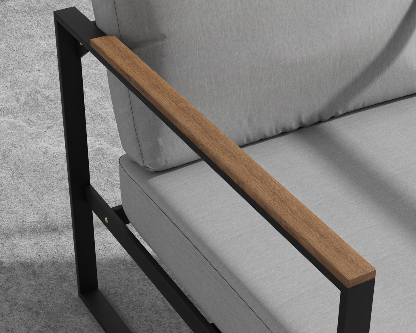 Louis Outdoor Loveseat - Black - Louis, Outdoor Fabric - Encino