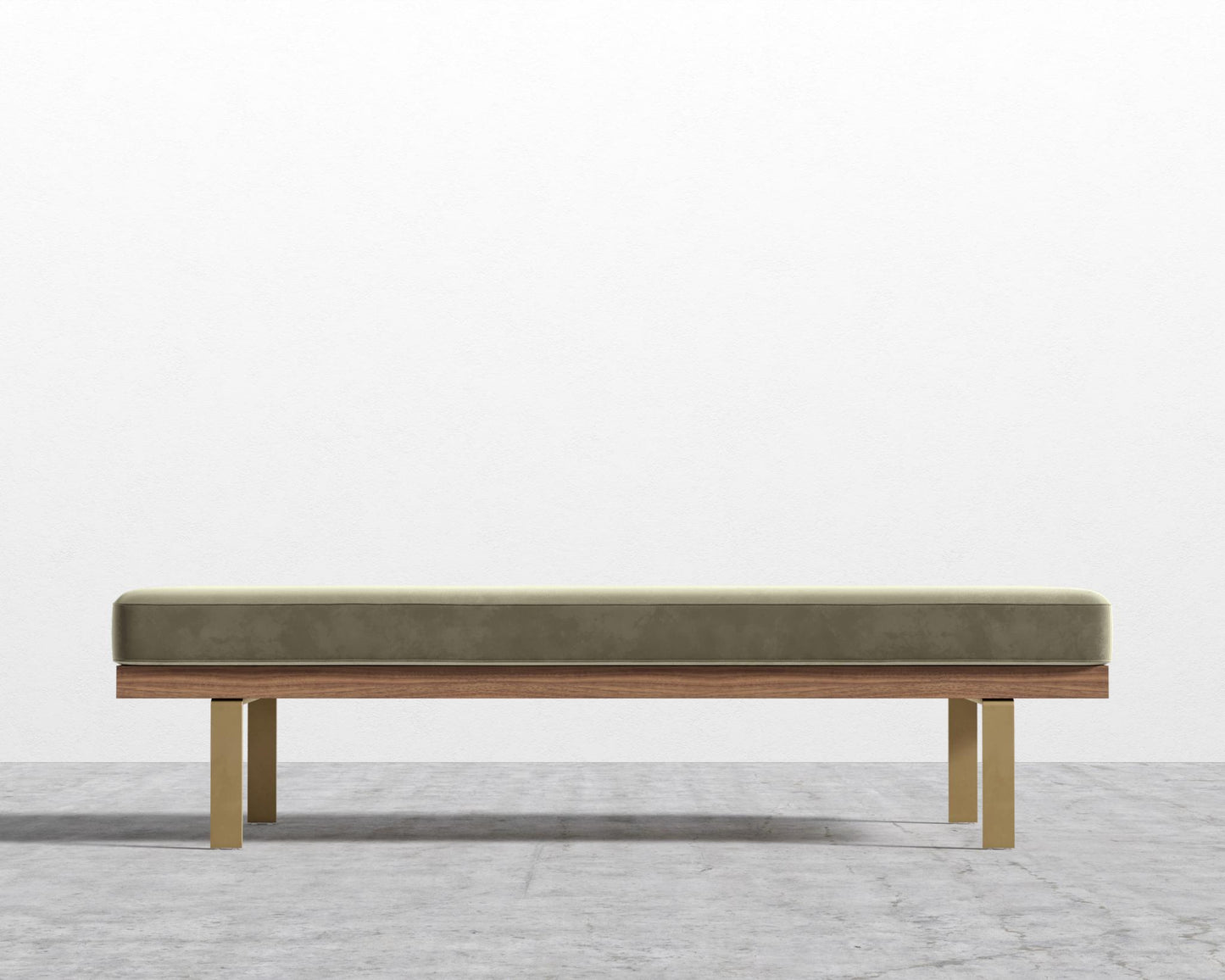 Maria Bench - Maria Brushed Brass, Maria Signature Plush Velvet - Olive Green