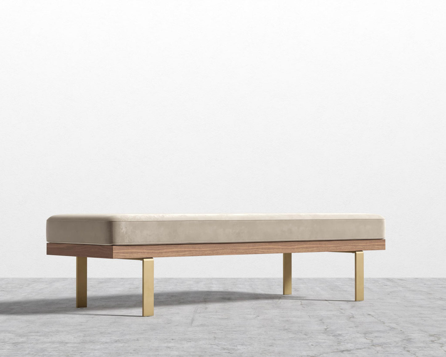 Maria Bench - Maria Brushed Brass, Maria Signature Plush Velvet - Warm Taupe