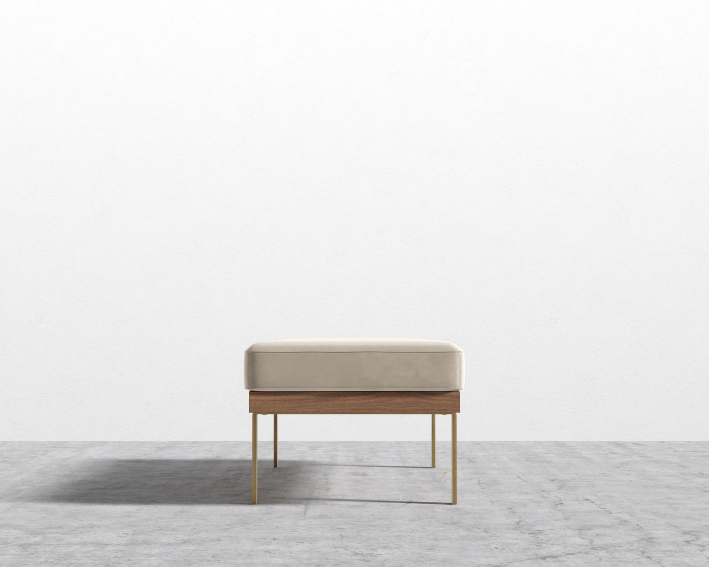 Maria Bench - Maria Brushed Brass, Maria Signature Plush Velvet - Warm Taupe