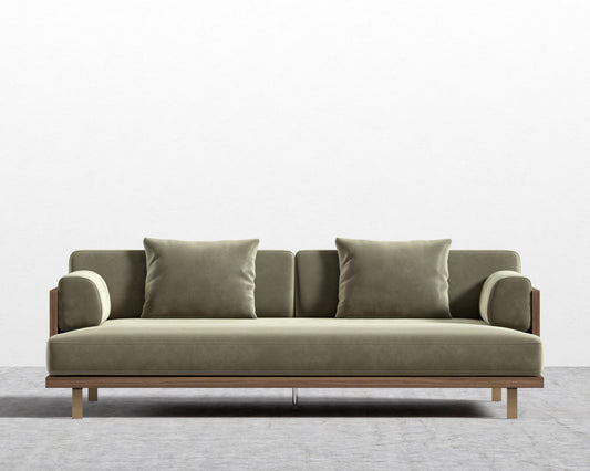 Maria Sofa - Maria Brushed Brass, Maria Signature Plush Velvet - Olive Green