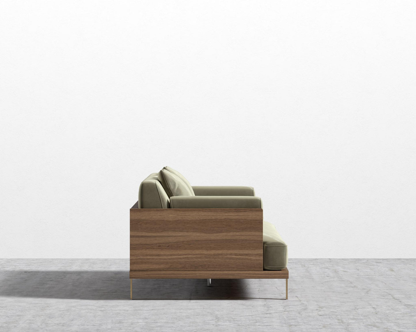 Maria Sofa - Maria Brushed Brass, Maria Signature Plush Velvet - Olive Green