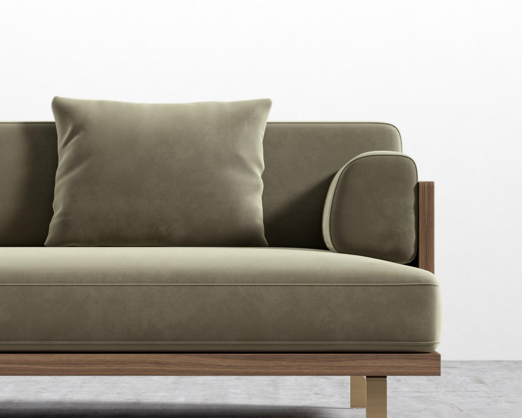 Maria Sofa - Maria Brushed Brass, Maria Signature Plush Velvet - Olive Green