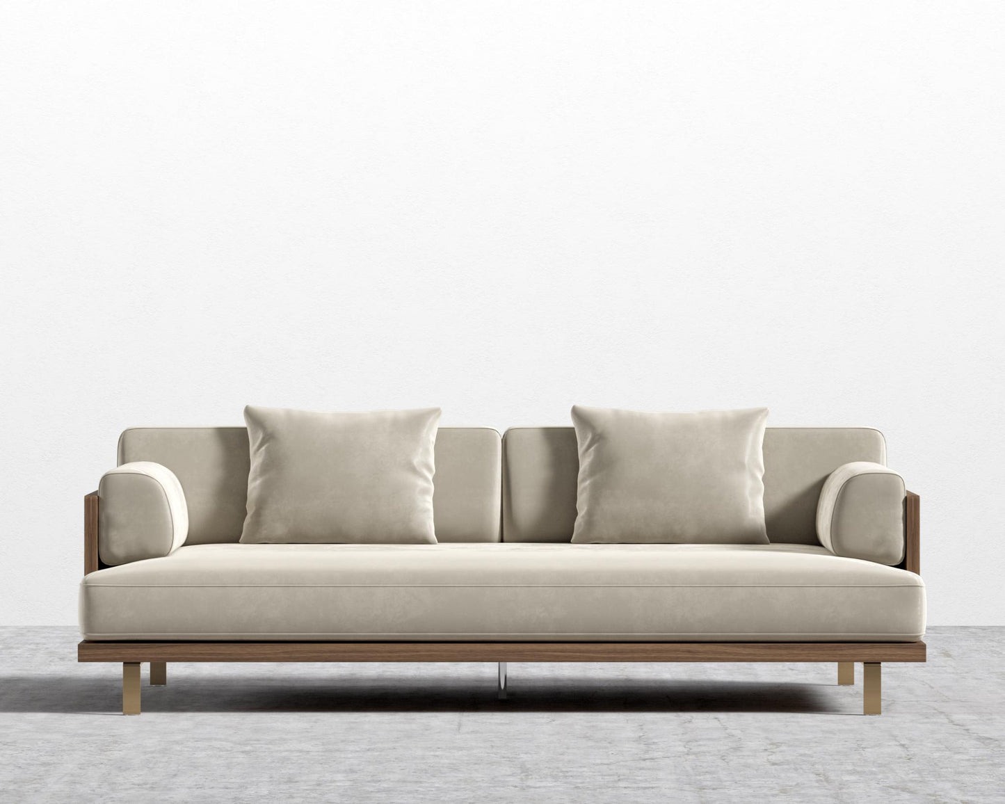 Maria Sofa - Maria Brushed Brass, Maria Signature Plush Velvet - Warm Taupe