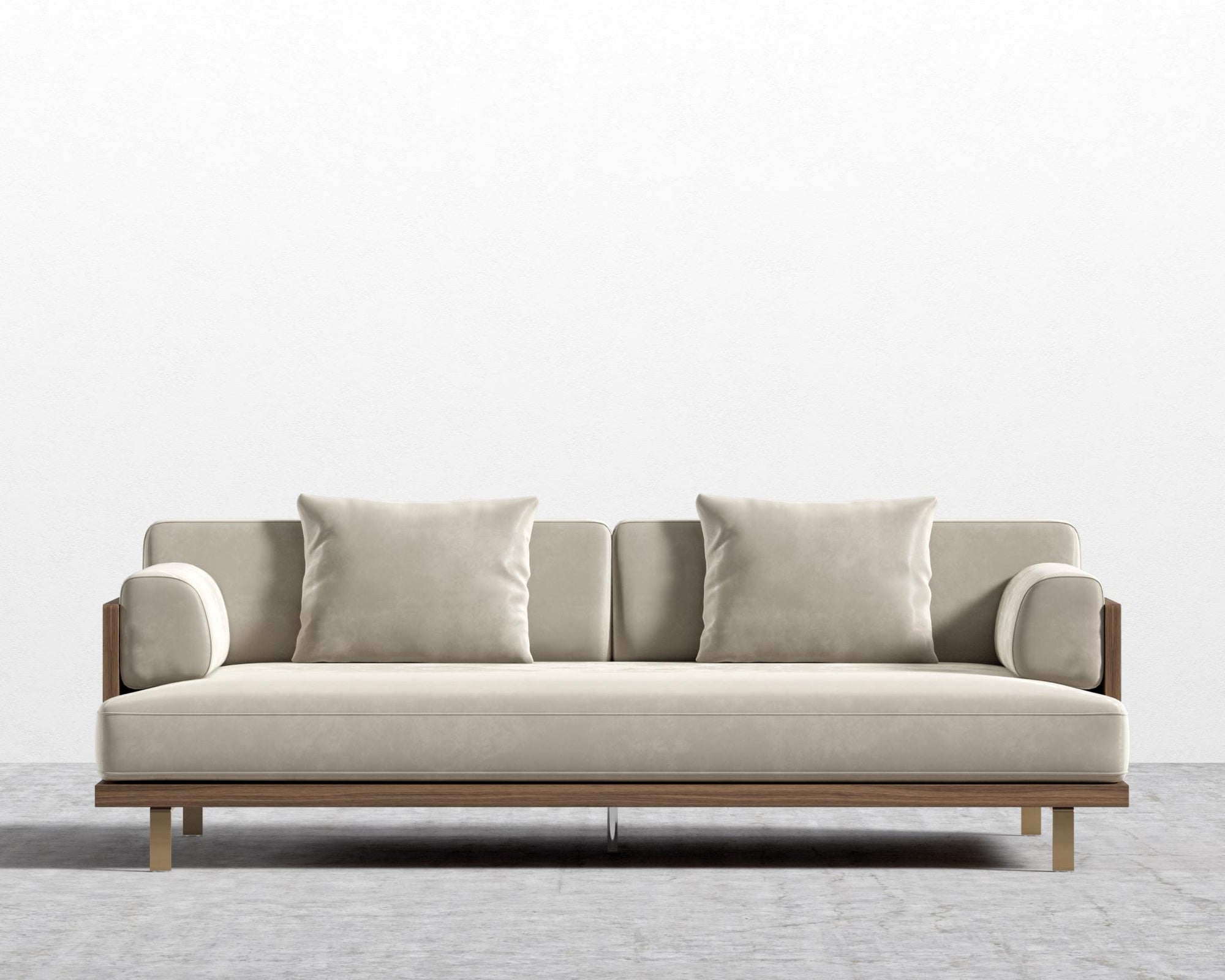 Maria Sofa - Maria Brushed Brass, Maria Signature Plush Velvet - Warm Taupe