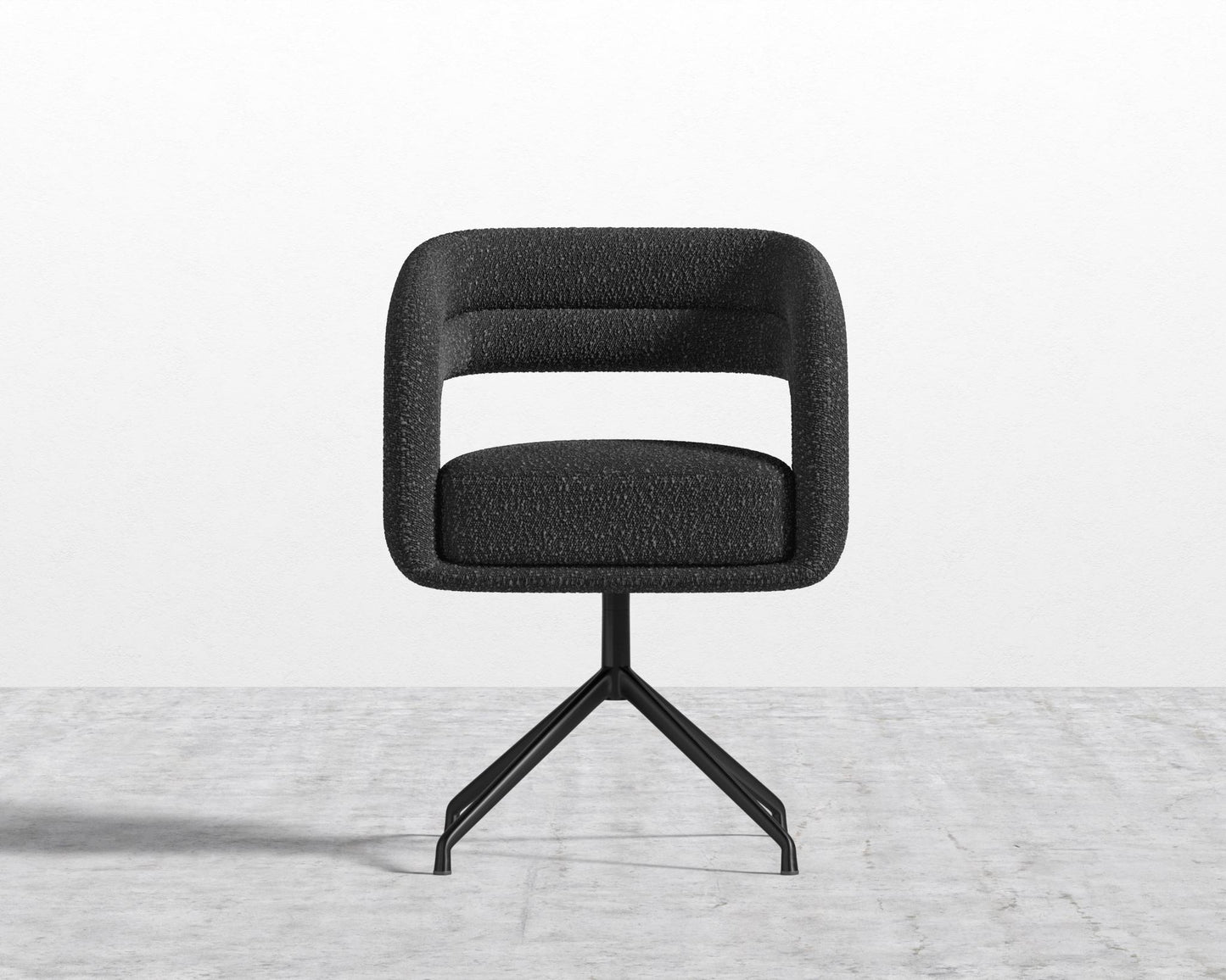 Mia Dining Chair - Black, Glides, Chatou Bouclé - Caviar