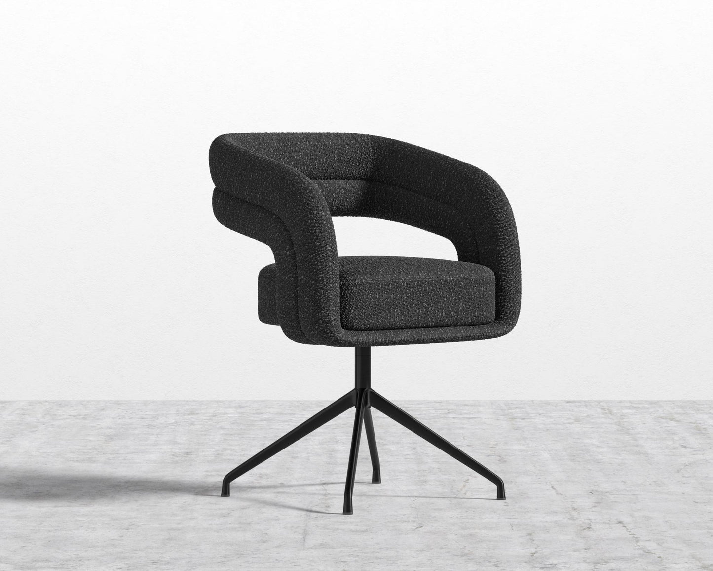 Mia Dining Chair - Black, Glides, Chatou Bouclé - Caviar