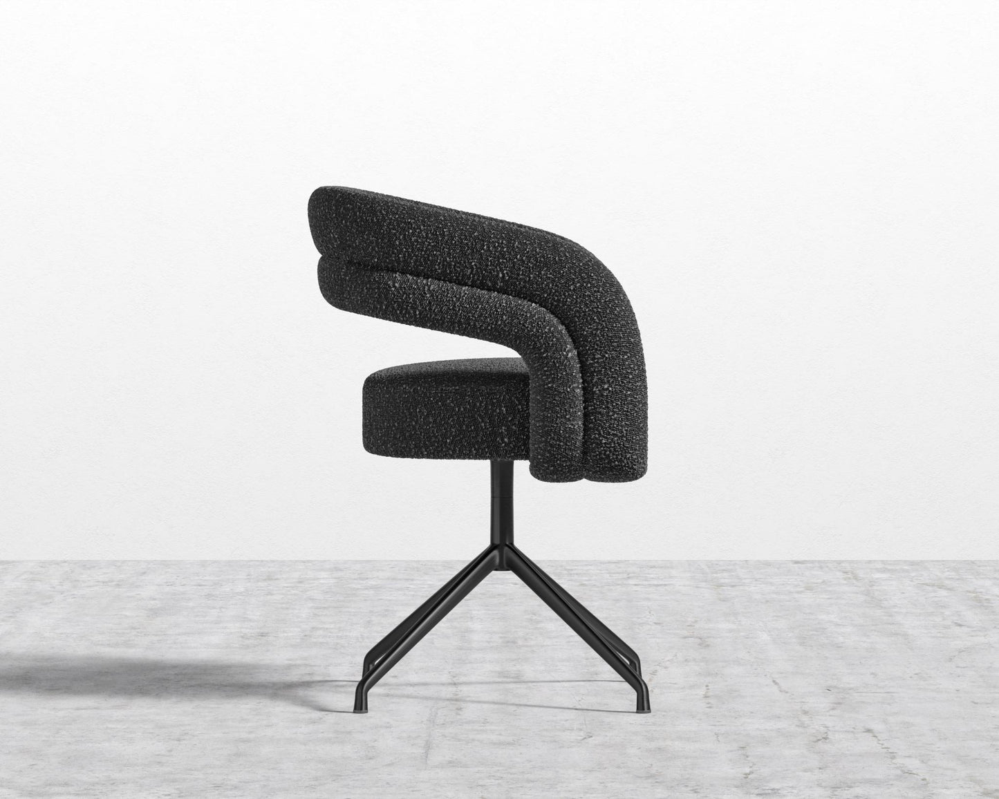 Mia Dining Chair - Black, Glides, Chatou Bouclé - Caviar