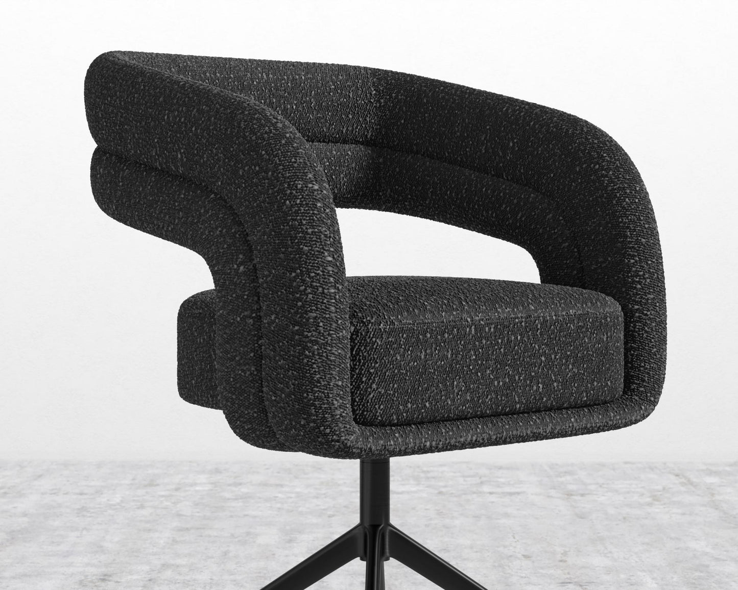 Mia Dining Chair - Black, Glides, Chatou Bouclé - Caviar