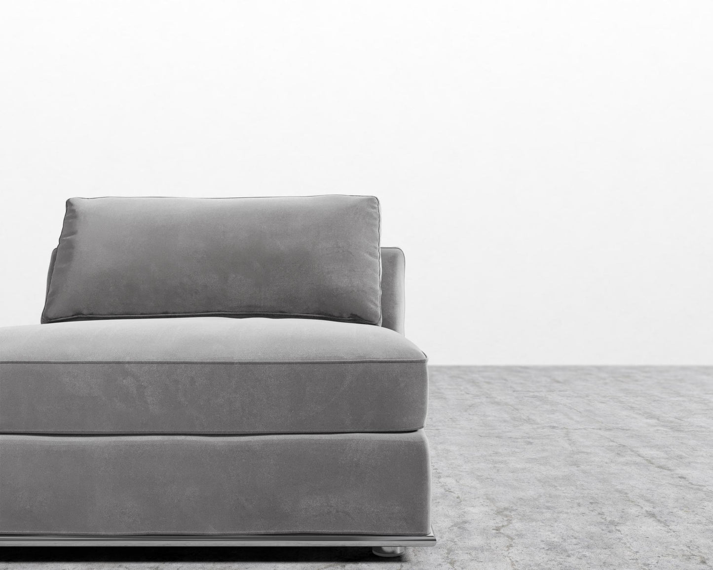 Milo 1-Seater - Armless - Plush Velvet - Glacier Grey