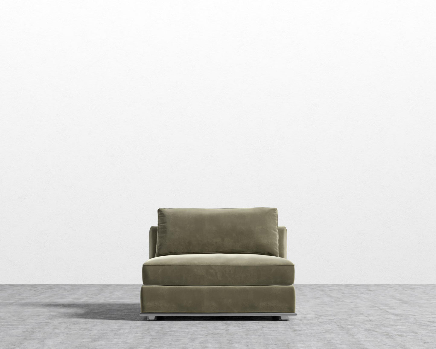 Milo 1-Seater - Armless - Signature Plush Velvet - Olive Green