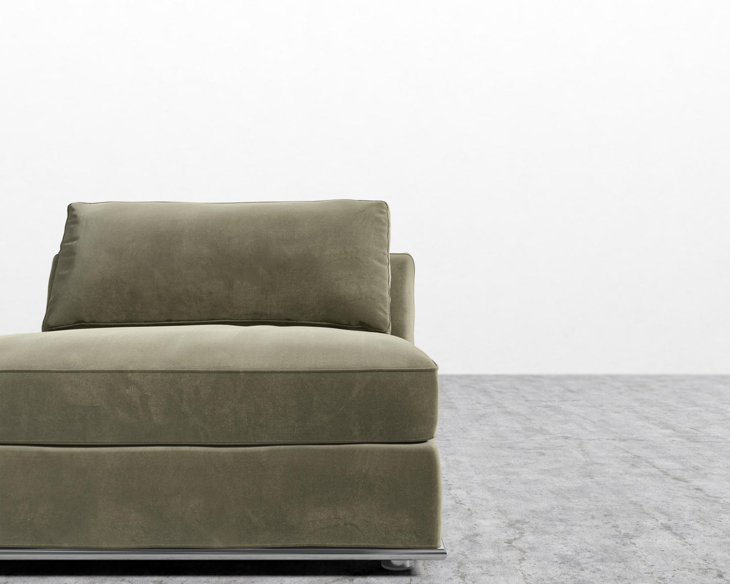 Milo 1-Seater - Armless - Signature Plush Velvet - Olive Green