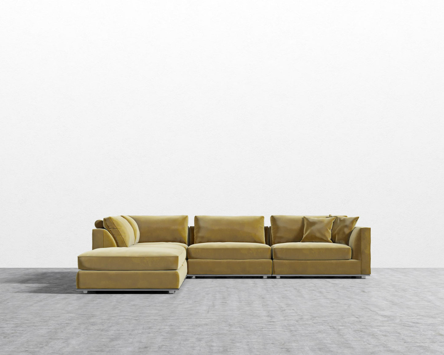 Milo Corner Sectional - Left-Facing, Plush Velvet - Golden Beryl
