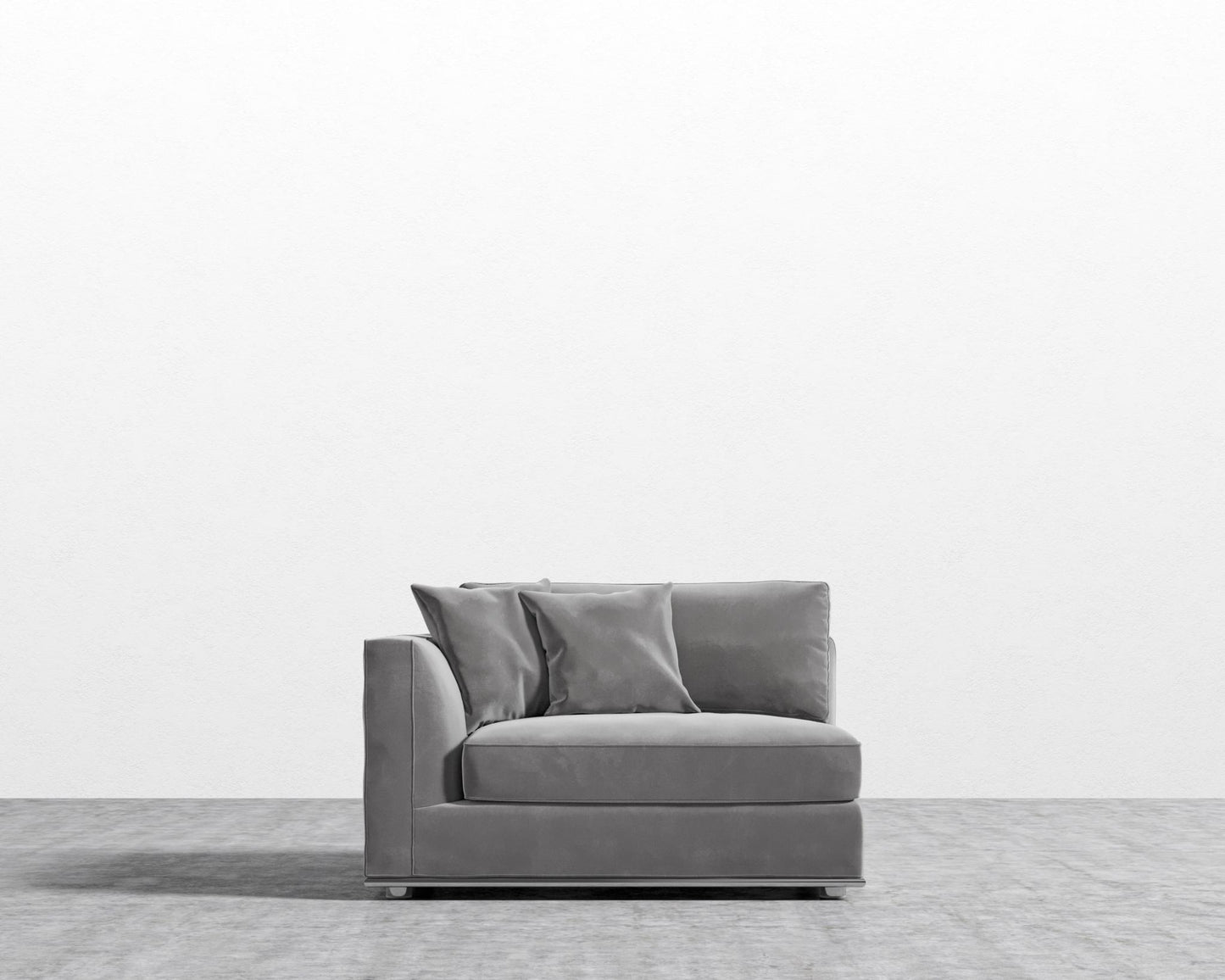 Milo 1-Seater - Left Arm - Plush Velvet - Glacier Grey