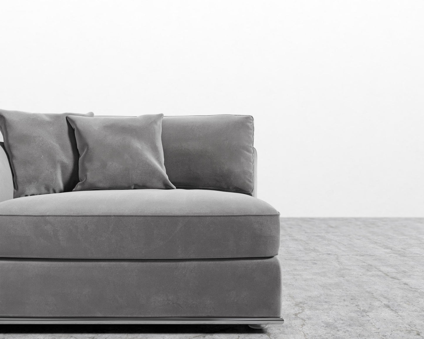 Milo 1-Seater - Left Arm - Plush Velvet - Glacier Grey