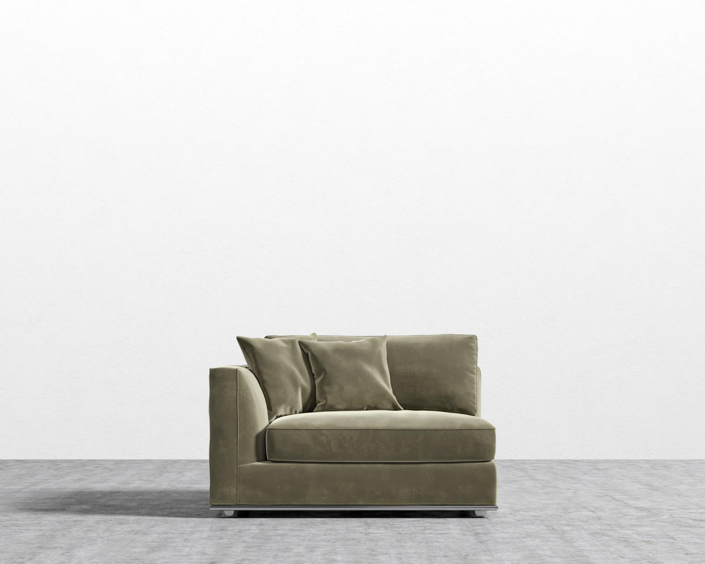 Milo 1-Seater - Left Arm - Signature Plush Velvet - Olive Green