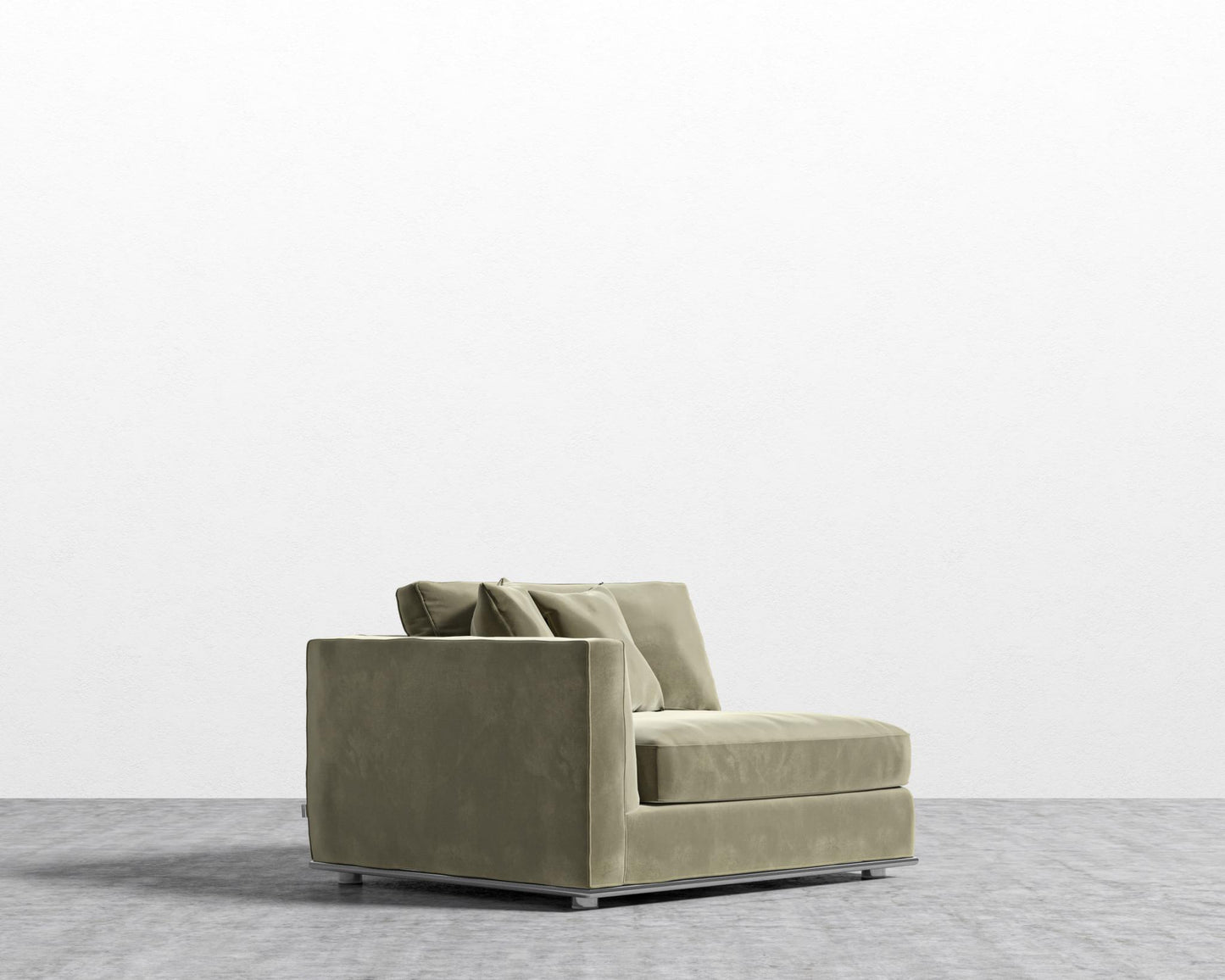 Milo 1-Seater - Left Arm - Signature Plush Velvet - Olive Green