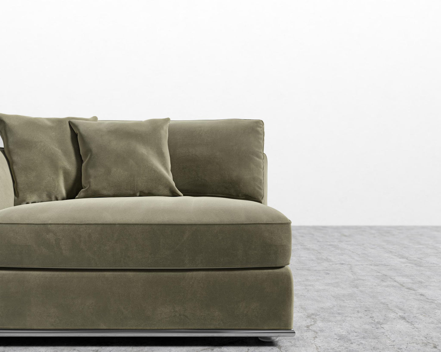 Milo 1-Seater - Left Arm - Signature Plush Velvet - Olive Green