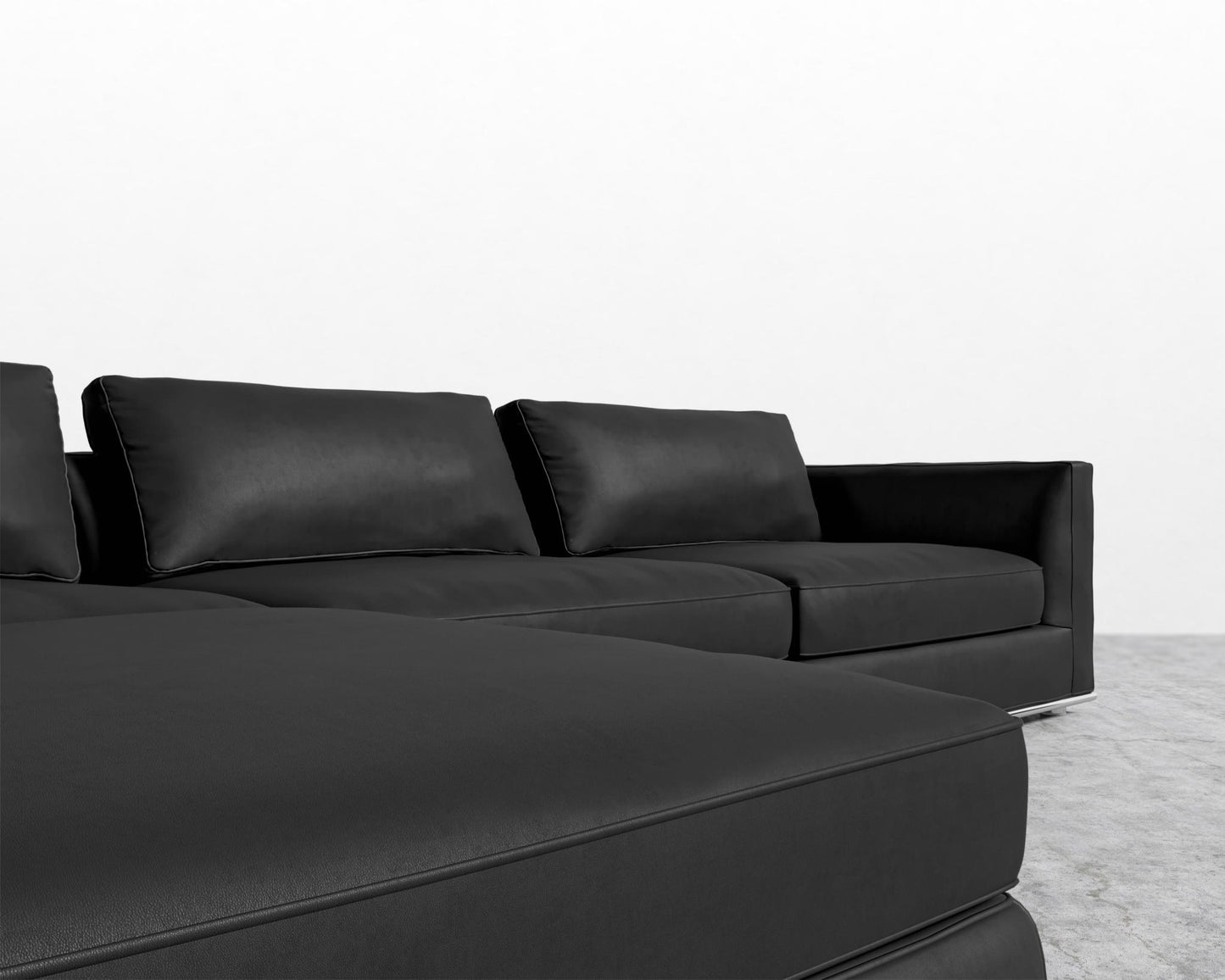 Milo Modular Sectional - Microfiber Leather - Trento Jet Black