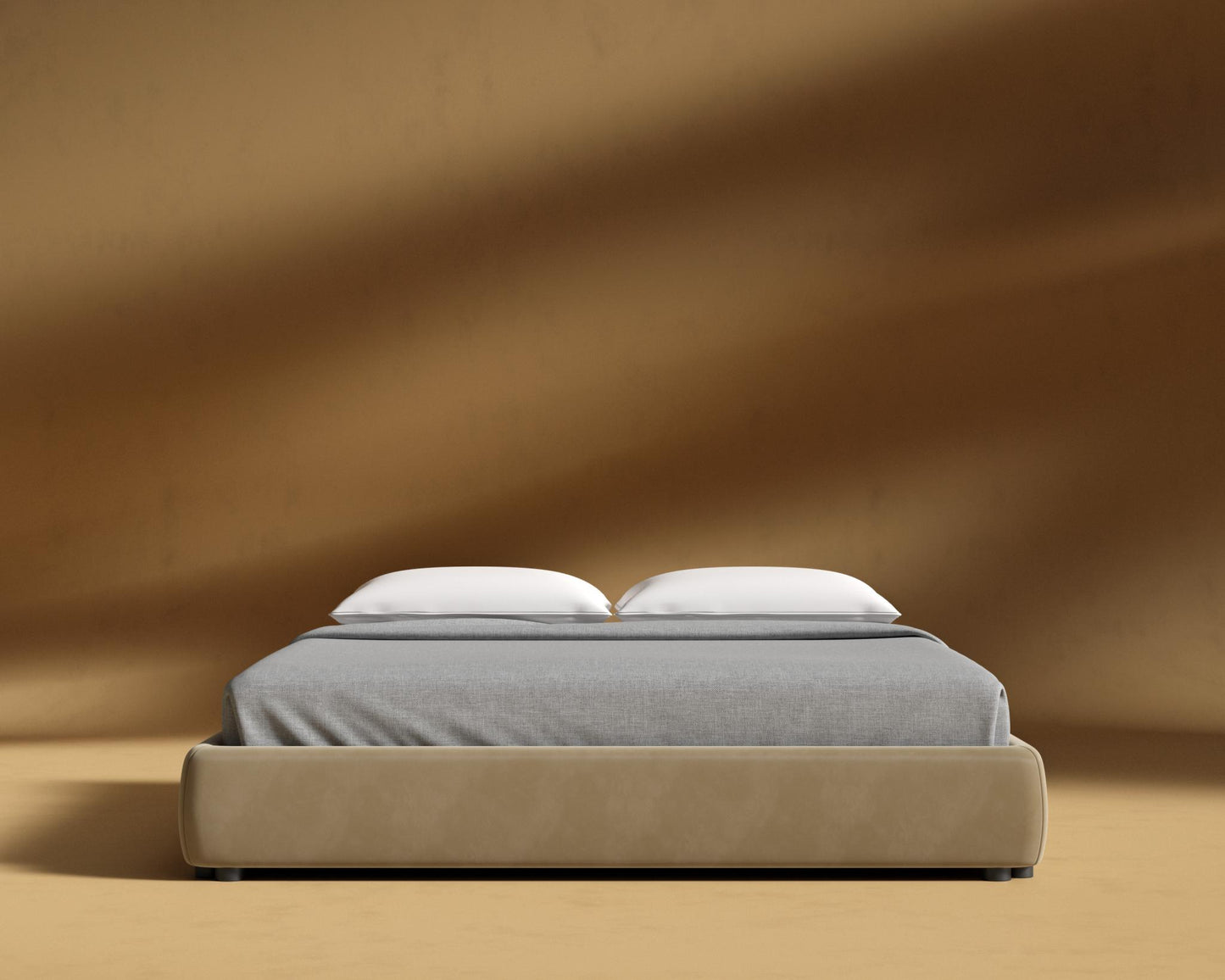 Modular Bed Frame - King, Plush Velvet - Dune