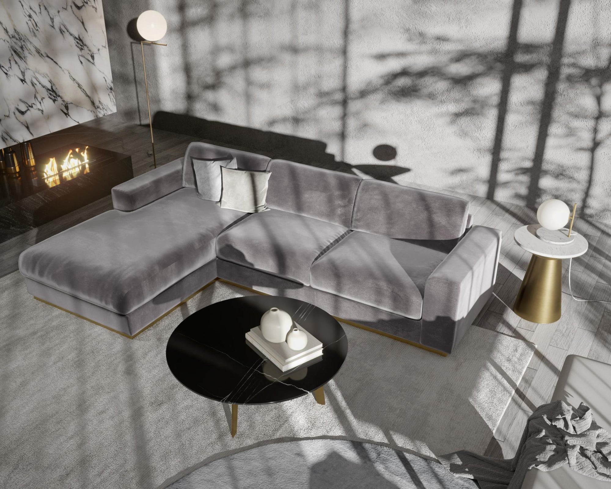 Noah Sectional Scene - Dusk featuring Iris Collection