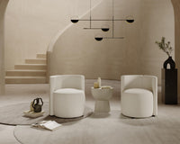 Reya Sectional Scene featuring Nova Lounge Chair, Asha Rug Round and Maria Coffee and Side Table
