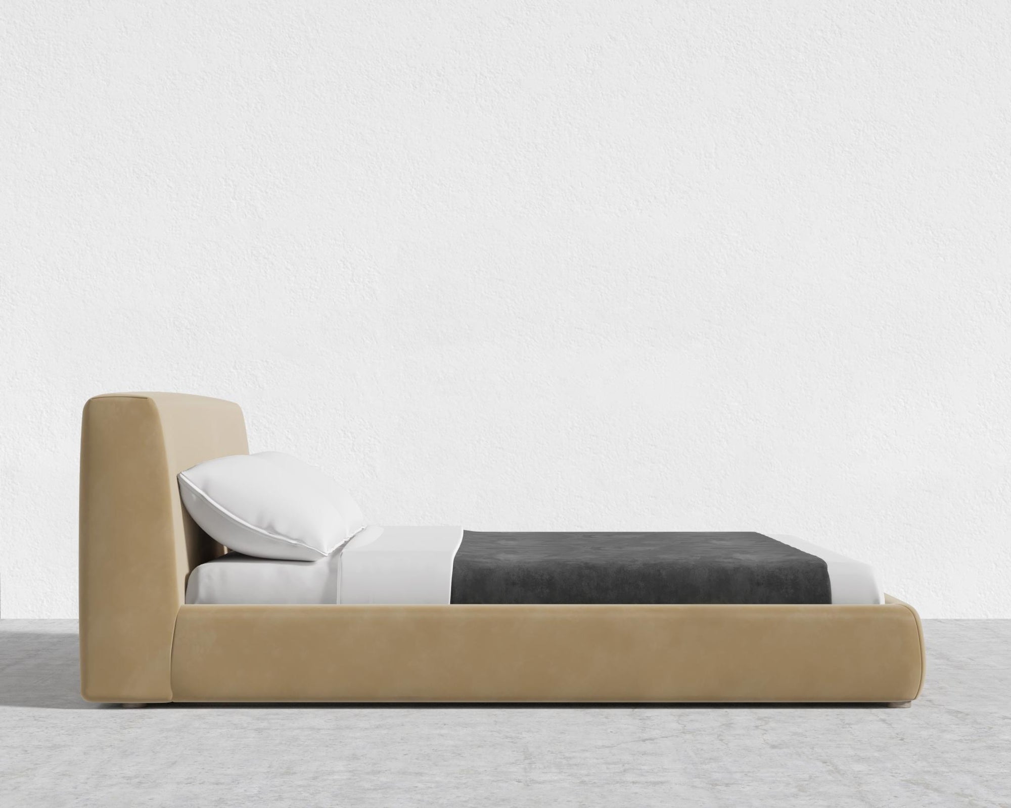 Ophelia Bed - Full, Plush Velvet - Dune