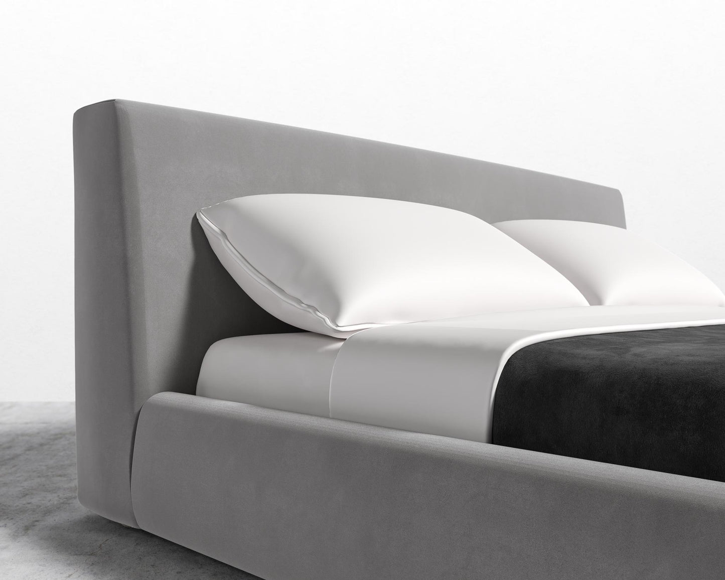 Ophelia Bed - Full, Plush Velvet - Glacier Grey