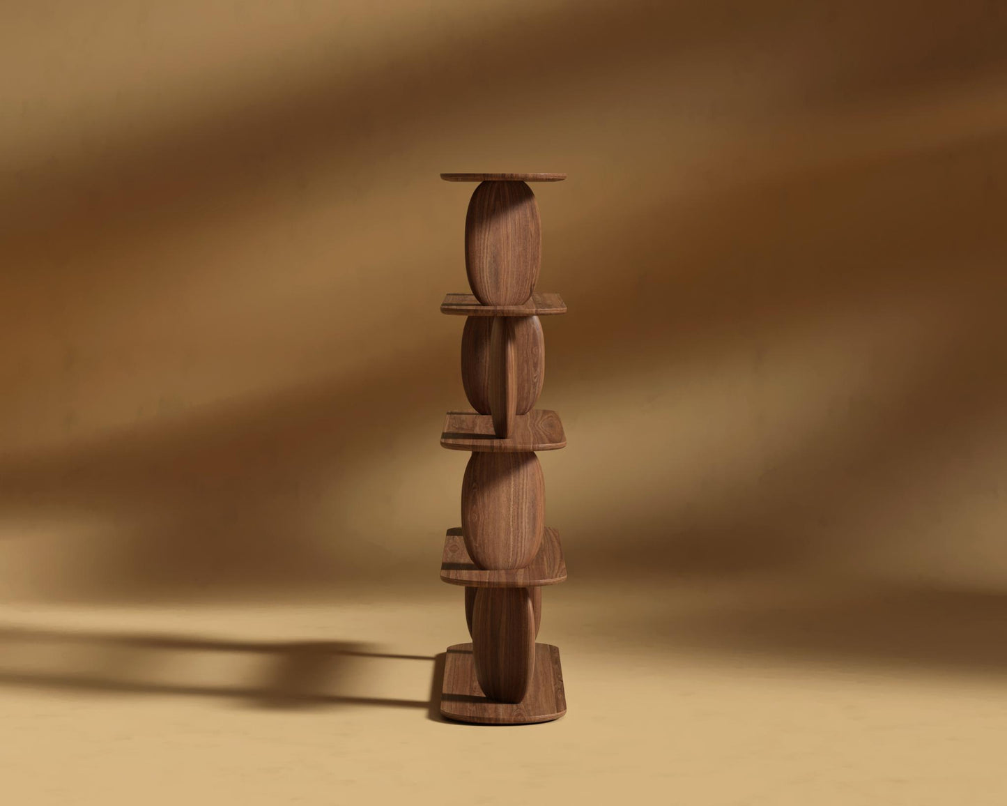 Orb Bookshelf - Walnut Acacia Stain