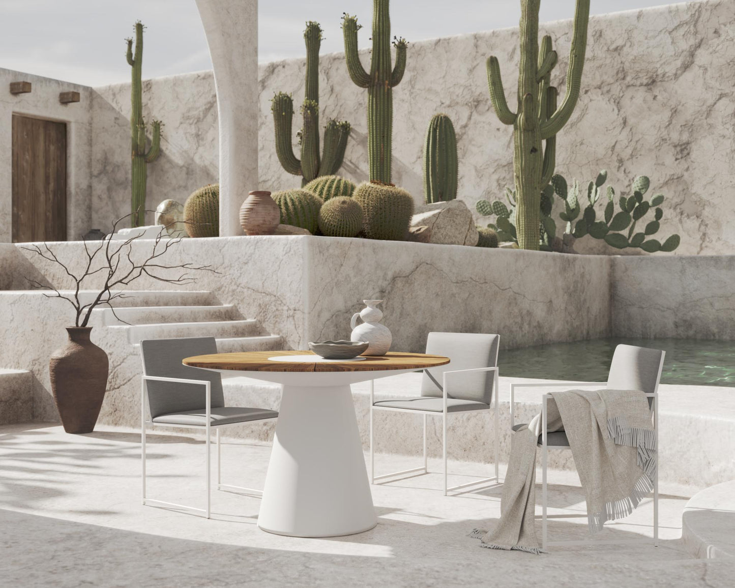 Outdoor Winston Dining Scene featuring Outdoor Parson Chairs