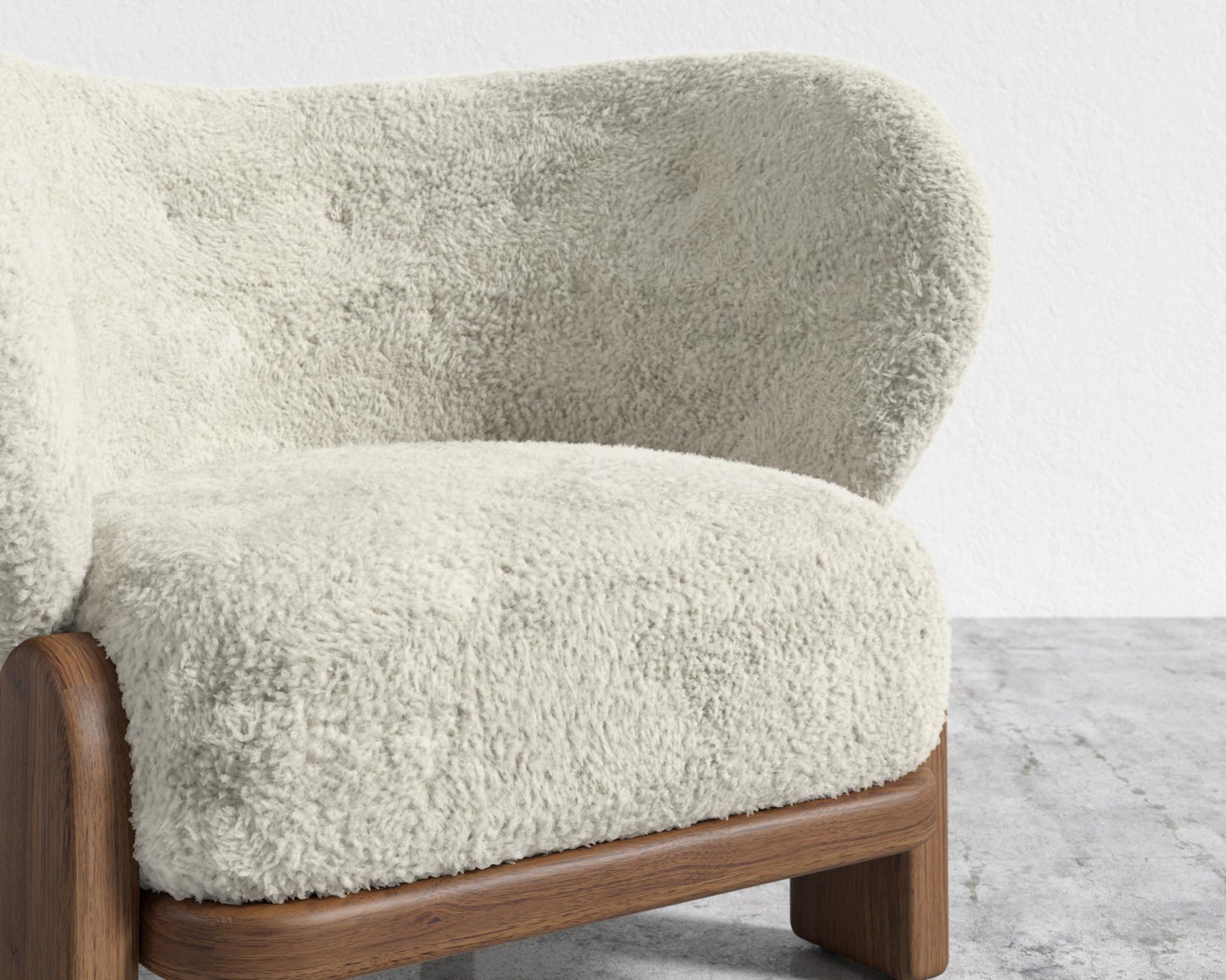 Pallas Lounge Chair - Walnut Stain, Shearling - Almond