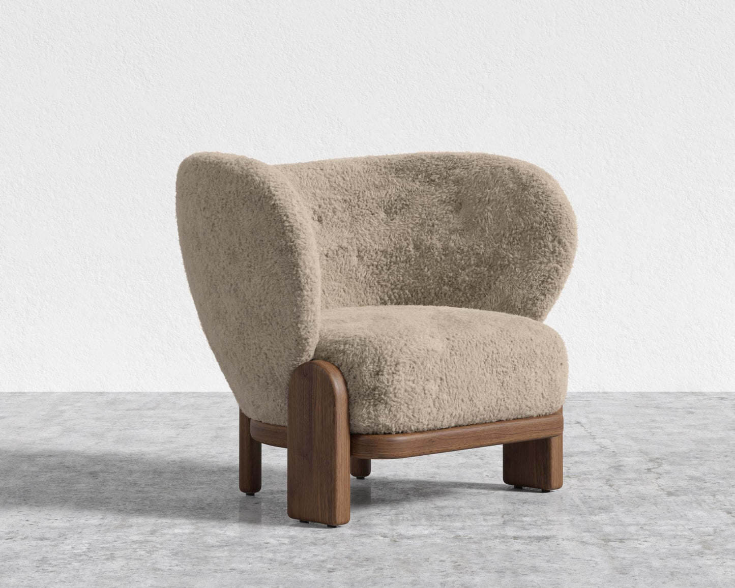 Pallas Lounge Chair - Walnut Stain, Shearling - Fawn