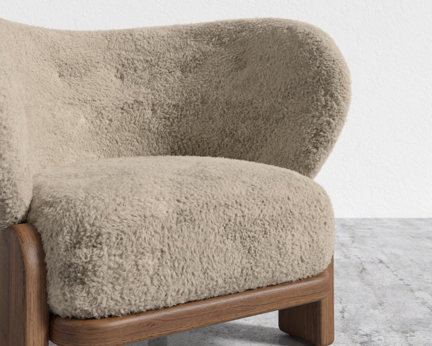Pallas Lounge Chair - Walnut Stain, Shearling - Fawn
