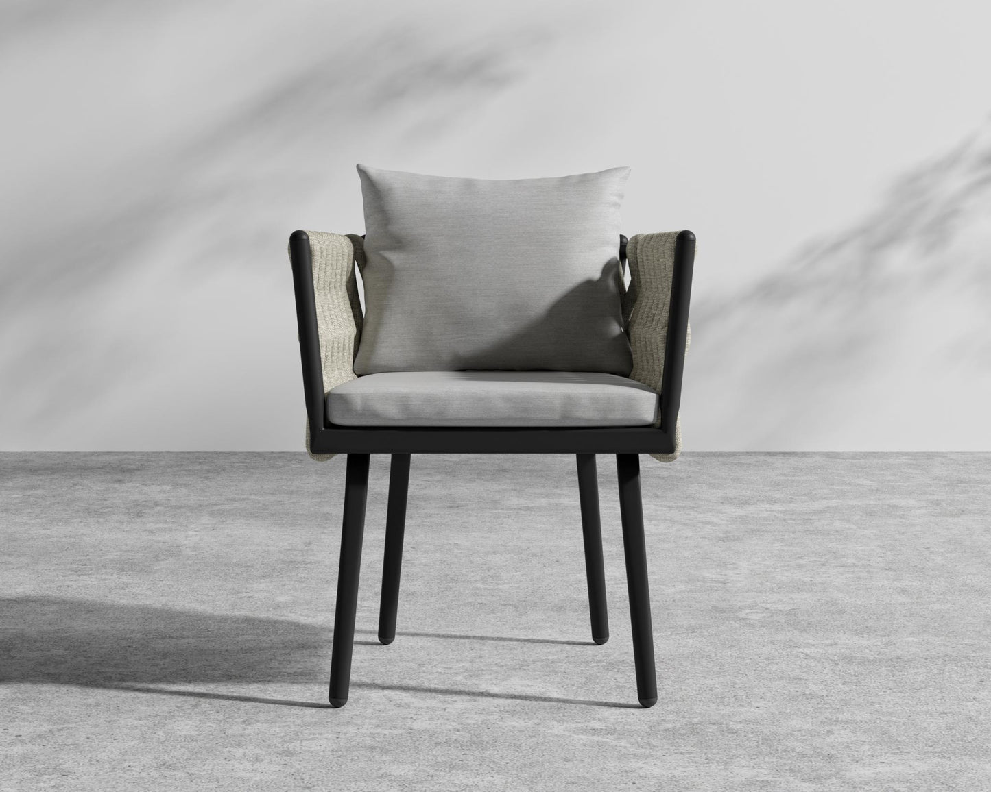 Pierre Outdoor Dining Chair - Light Grey, Black, Outdoor Fabric - Encino