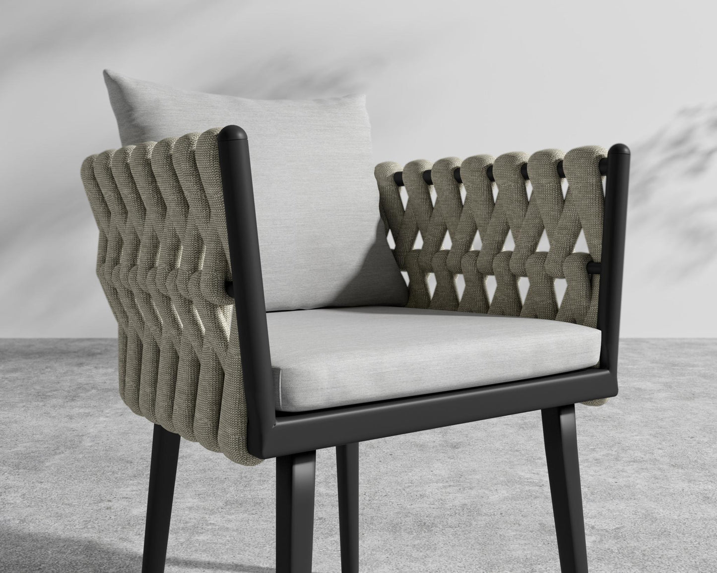 Pierre Outdoor Dining Chair - Light Grey, Black, Outdoor Fabric - Encino