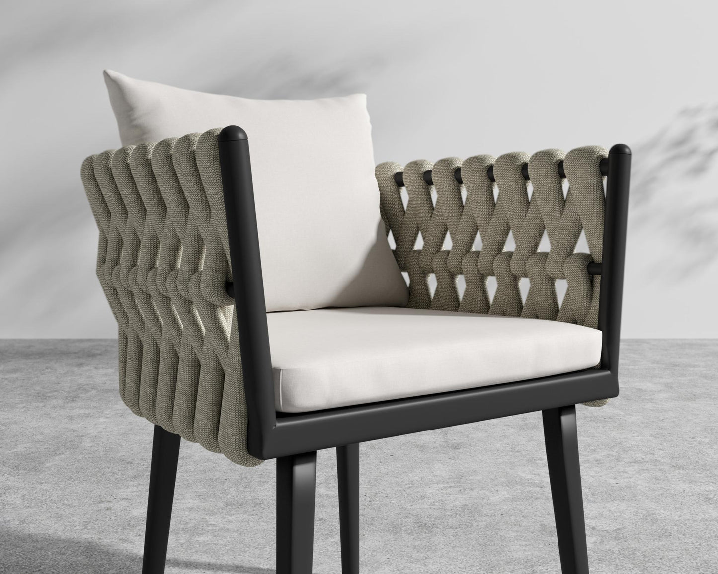 Pierre Outdoor Dining Chair - Light Grey, Black, Outdoor Fabric - Palisades