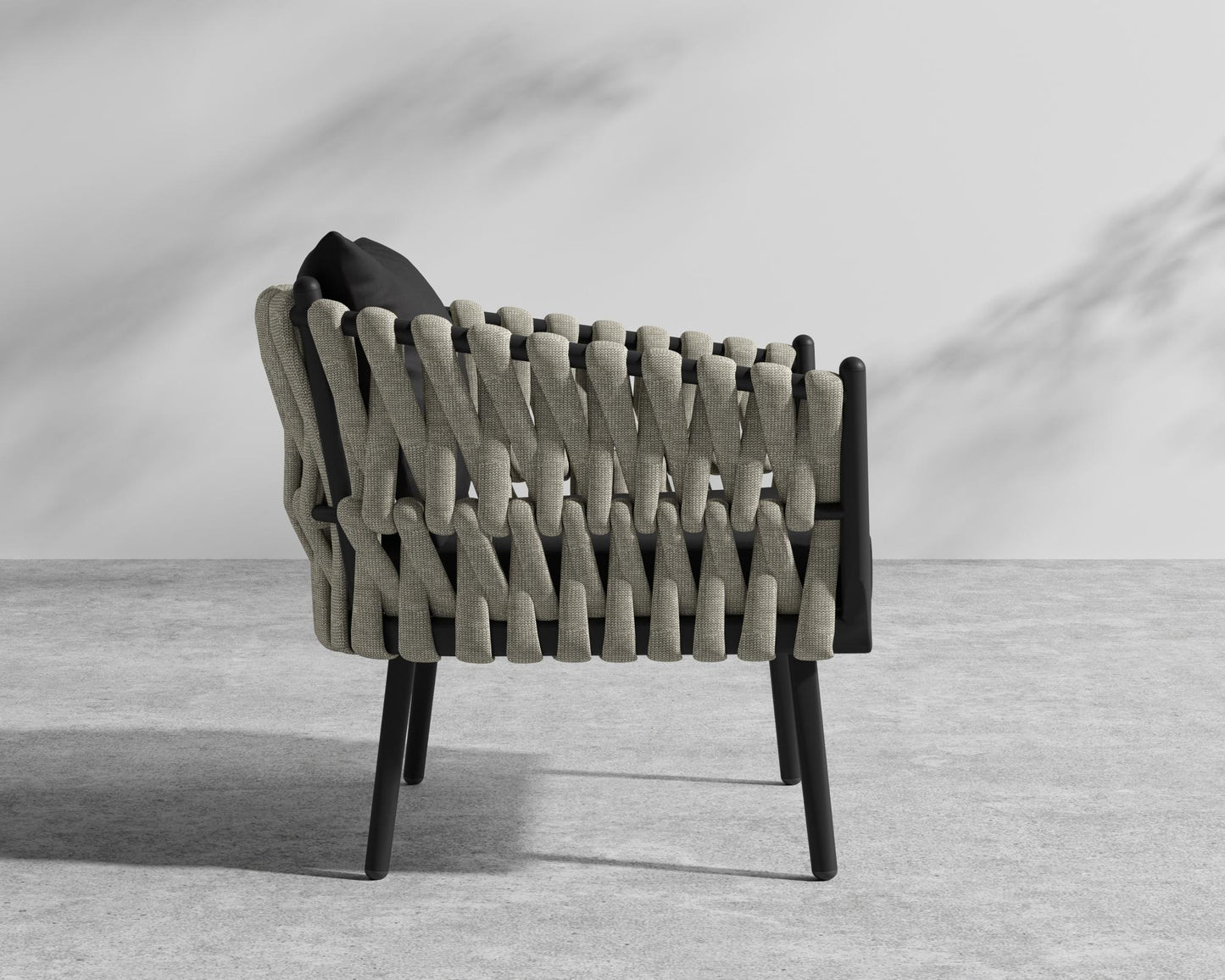 Pierre Outdoor Lounge Chair - Taupe, Black, Outdoor Fabric - Arcadia