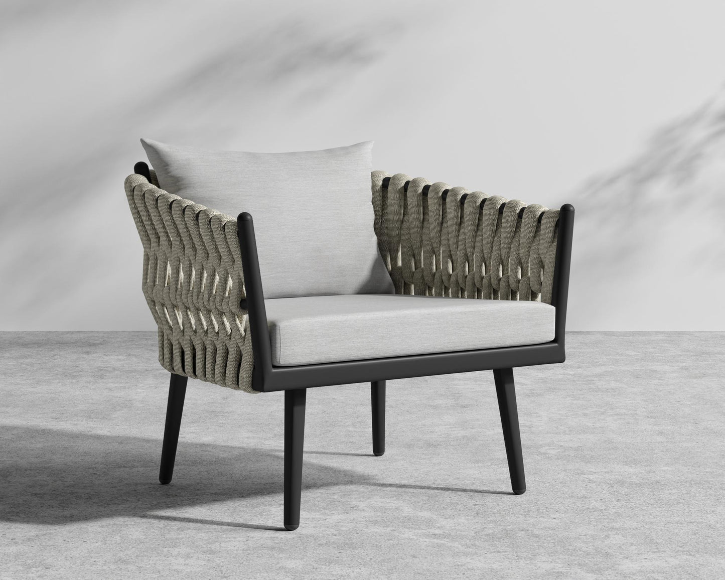 Pierre Outdoor Lounge Chair - Taupe, Black, Outdoor Fabric - Encino