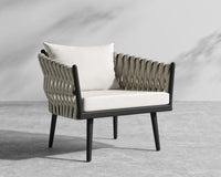 Pierre Outdoor Lounge Chair - Taupe, Black, Outdoor Fabric - Palisades