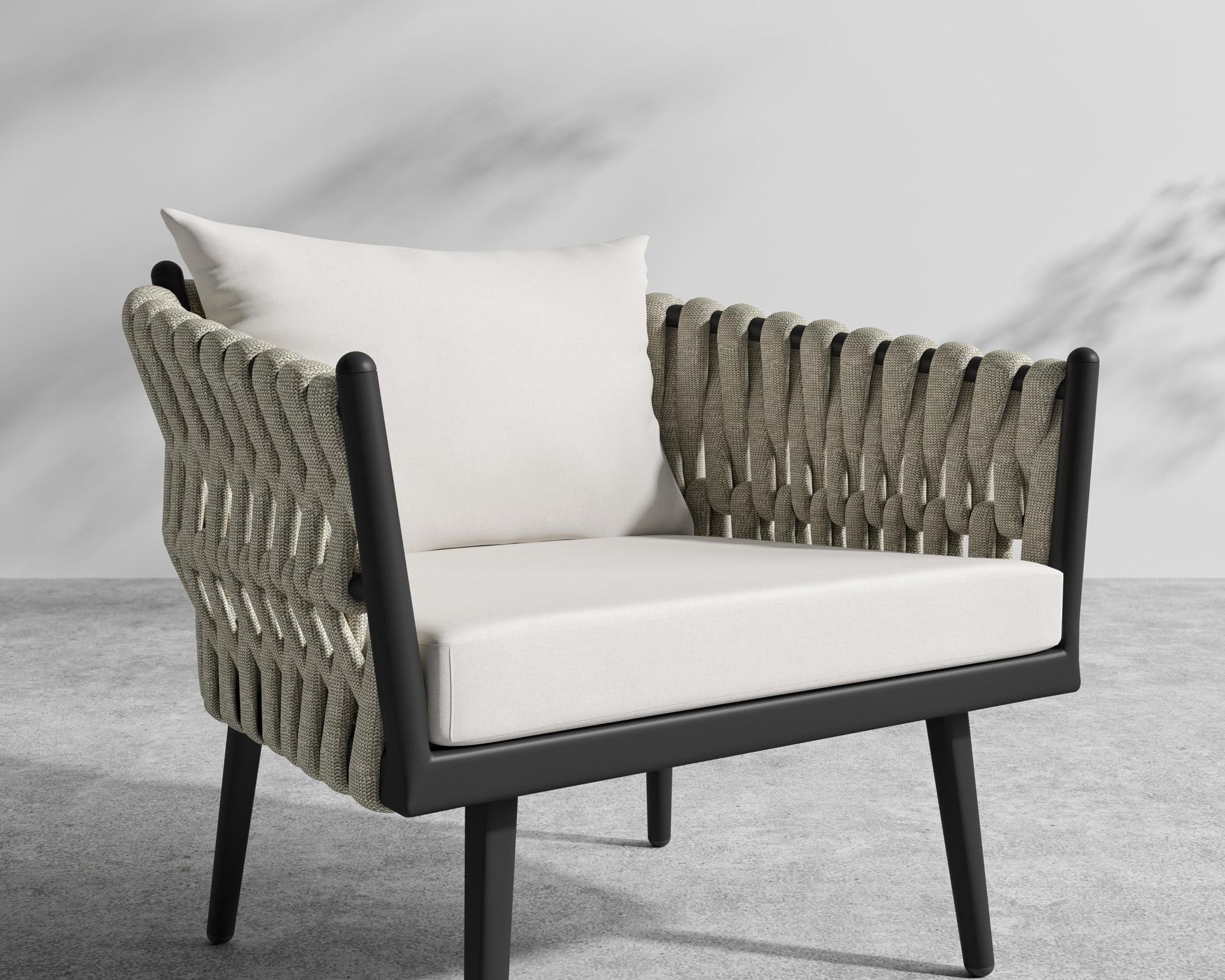 Pierre Outdoor Lounge Chair - Taupe, Black, Outdoor Fabric - Palisades