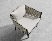 Pierre Outdoor Lounge Chair - Taupe, Black, Outdoor Fabric - Palisades