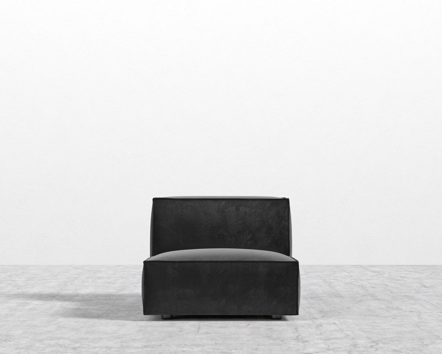 Porter Armless - Black Feet, Plush Velvet - Black